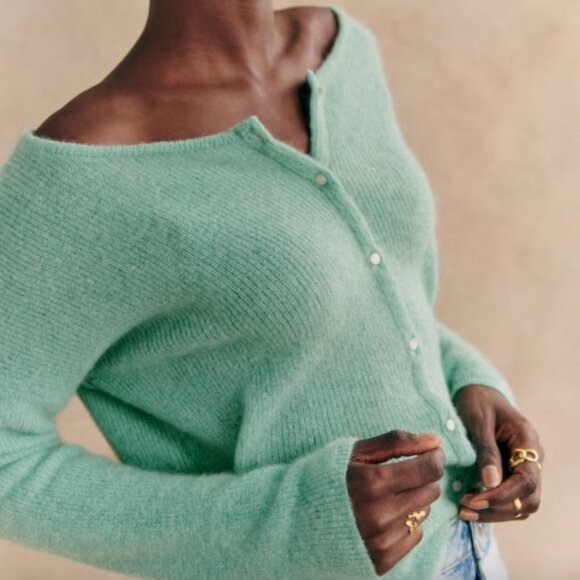 Sézane RARE NWT Gaspard Cardigan in Sea Green Size S - Picture 2 of 6